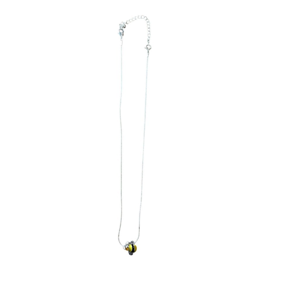 Avon Critters Pendant Necklace Bee Silver Tone Bumble Bee Adjustable Chain‎